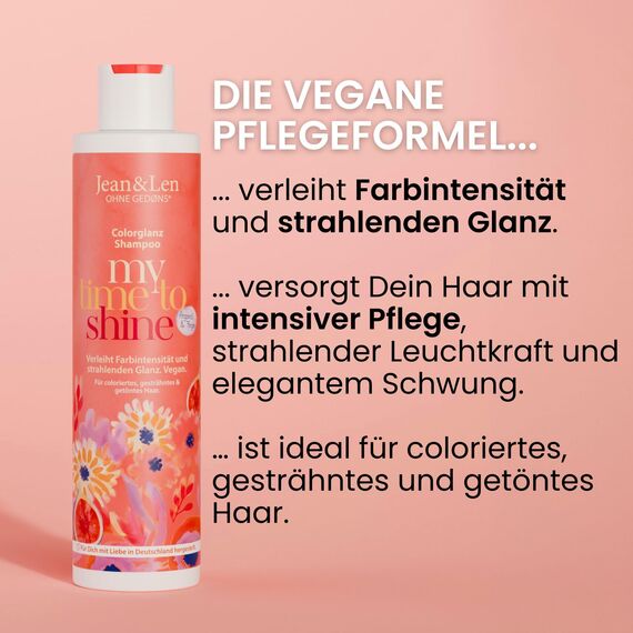 Jean & Len Shampoo Colorglanz Arganöl & Feige, für coloriertes & strapaziertes Haar, verleiht Farbintensität und Glanz, ohne Parabene und Silikone, vegan, 300 ml (1er Pack)