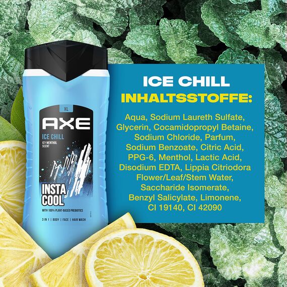 Axe 3-in-1 Duschgel & Shampoo Ice Chill XL für langanhaltende Frische und Duft dermatologisch getestet 400 ml 6 pack