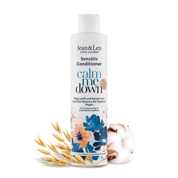 Jean & Len Conditioner Sensitiv Hafermilch & Baumwolle, für trockenes Haar und empfindliche Kopfhaut, verwöhnende und sanfte Pflege, ohne Silikone und Parabene, vegan, 300 ml