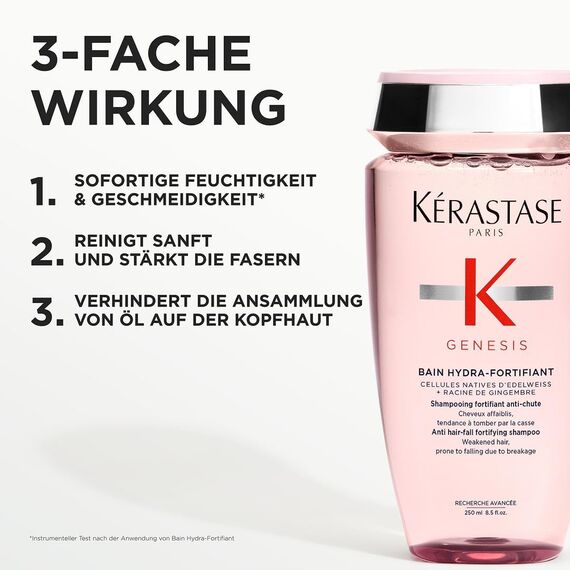 Kérastase | Shampoo für feines Haar, Nährendes und kräftigendes Haarbad gegen Haarverlust, Bain Hydra-Fortifiant, Genesis, 250 ml