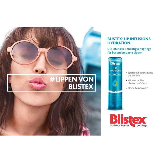 Blistex Lip Infusions Hydration, Feuchtigkeitsspendend mit Hyaluronsäure, 3,7 g , Verpackung kann variieren