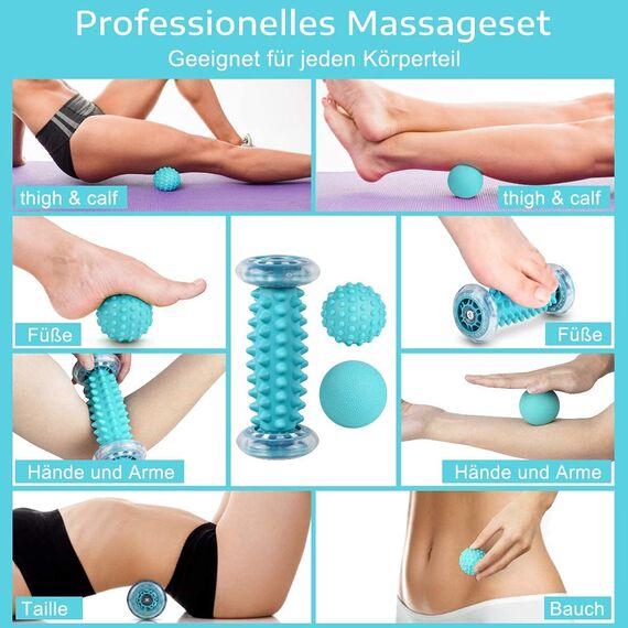 BOENFU Igelball Fußmassage Ball 3er Set Fußmassage Roller Faszienball für Füße, Innovativer Fußmassageroller Fuß Igelball zur Linderung von Muskelkater