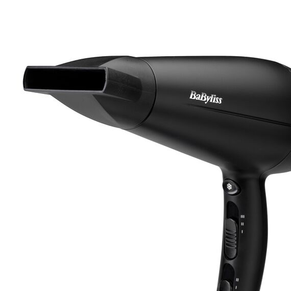 BaByliss Haartrockner Turbo Smooth – 2200 W leistungsstarker Föhn, großer Diffusor, Ionen-Technologie mit Anti-Frizz, 3 Temperatureinstellungen & 2 Geschwindigkeitsstufen, Schwarz, D572DE