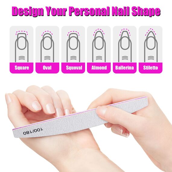 FANDAMEI Nagelfeilen für Gelnägel, Nagelfeile 100/180, Feilen für Gelnägel, Nagelfeilen Set, Nail File, Nagelfeile Gelnägel, für Maniküre & Pediküre, Haustiere, 10 Stücke