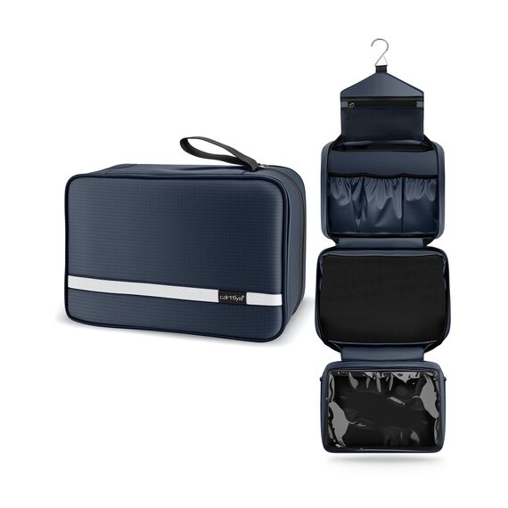 Carttiya Kulturbeutel zum Aufhängen, Kulturbeutel Herren Damen, Kosmetiktasche Groß Waschtasche Reise Waschbeutel Cosmetic Bag Makeup Tasche Kulturtaschen Toilettentasche mit Haken (Dunkelblau)