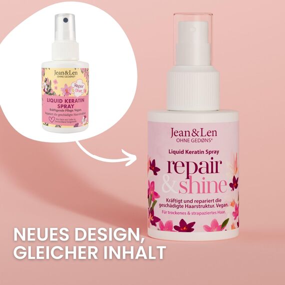 Jean & Len Liquid Keratin Spray, mit Phyto-Keratin Bausteinen & Proteinen, pflegt geschädigtes Haar, duftet nach Sandalwood und Silk, ohne Parabene und Silikone, vegan, 100 ml (1er Pack)