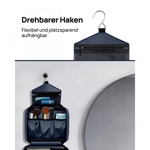Carttiya Kulturbeutel zum Aufhängen, Kulturbeutel Herren Damen, Kosmetiktasche Groß Waschtasche Reise Waschbeutel Cosmetic Bag Makeup Tasche Kulturtaschen Toilettentasche mit Haken (Dunkelblau)