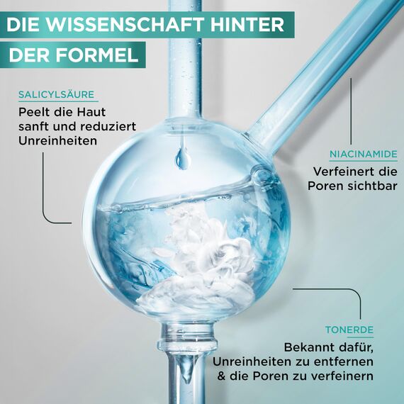 Garnier Hautklar 3 in 1 Gesichtsreinigung für unreine Haut, Reinigung, Peeling und Maske, Mit Salizylsäure und Tonerde, 1 x 150 ml