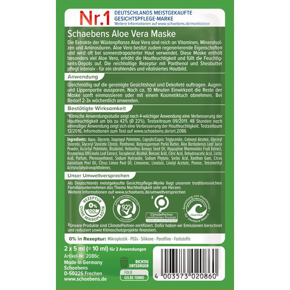 Schaebens Aloe Vera Maske, 10er pack (10x 10 ml)