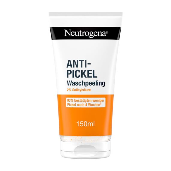 Neutrogena Anti-Pickel Waschpeeling 150 ml,sanftes Anti Pickel Peeling mit 2Prozent Salicylsäure BHA, klärende und mattierende Gesichtsreinigung, verfeinert das Hautbild und hilft Pickel zu beseitigen