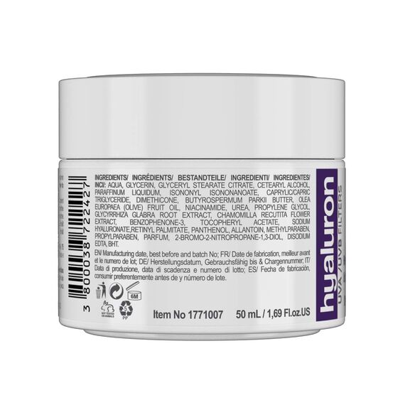 RevitaLAB Hyaluron Anti-Aging Tages- und Nachtcreme, angereichert mit Vitamin A (Retinol), Vitamin E, Süßholzwurzelextrakt, Hyaluronsäure und UV-Filter, für Alter zwischen 60 und 75, 50 ml