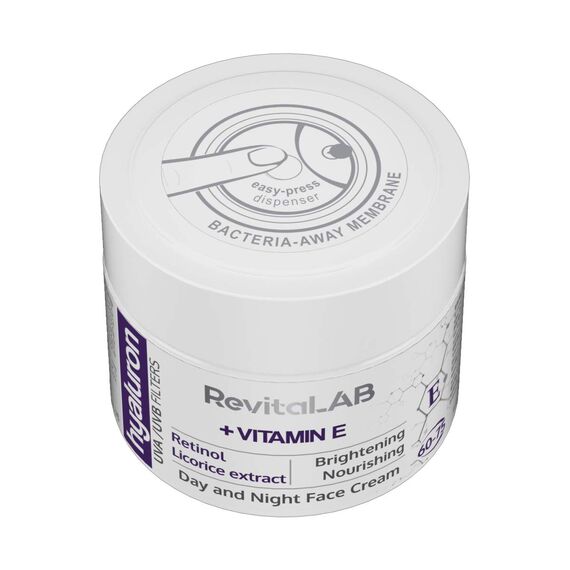 RevitaLAB Anti-Ageing Tages- und Nachtcreme mit Hyaluron, angereichert mit Vitamin A (Retinol) und E, Süßholzwurzelextrakt, Hyaluronsäure, UV-Filter, für Alter zwischen 60 und 75, 50 ml (Multipack)