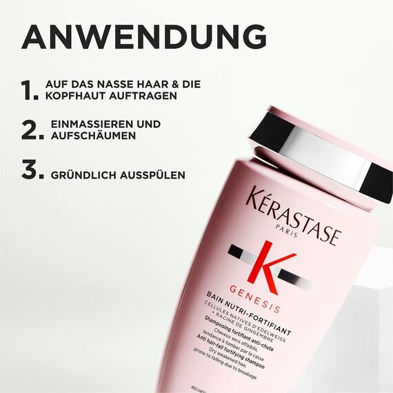 Kérastase Shampoo für normales bis trockenes und geschwächtes Haar, Kräftigendes und entwirrendes Haarbad, Bain Nutri-Fortifiant, Genesis, 250 ml