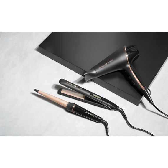 Remington Lockenstab große Locken & natürliche Wellen [kegelförmig 25-38mm] PROluxe Midnight (OPTIheat Technologie, Pro+Einstellung für schonendes Styling,digitales Display, schnellaufheizend) CI91W1B