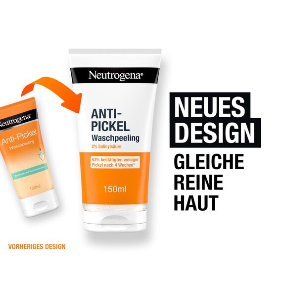 Neutrogena Anti-Pickel Waschpeeling 150 ml,sanftes Anti Pickel Peeling mit 2Prozent Salicylsäure BHA, klärende und mattierende Gesichtsreinigung, verfeinert das Hautbild und hilft Pickel zu beseitigen