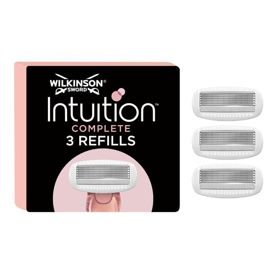 Wilkinson Sword - Intuition Complete Rasierer für Frauen, 3 Ersatzklingen, Skin-Protect-Gel für sanftes Gleiten