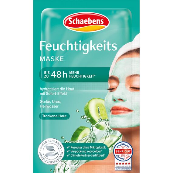 Schaebens Feuchtigkeits Maske, Sofort-Effekt, erhöht die Hautfeuchtigkeit mit Aloe Vera, 10 sachets 2x5 ml