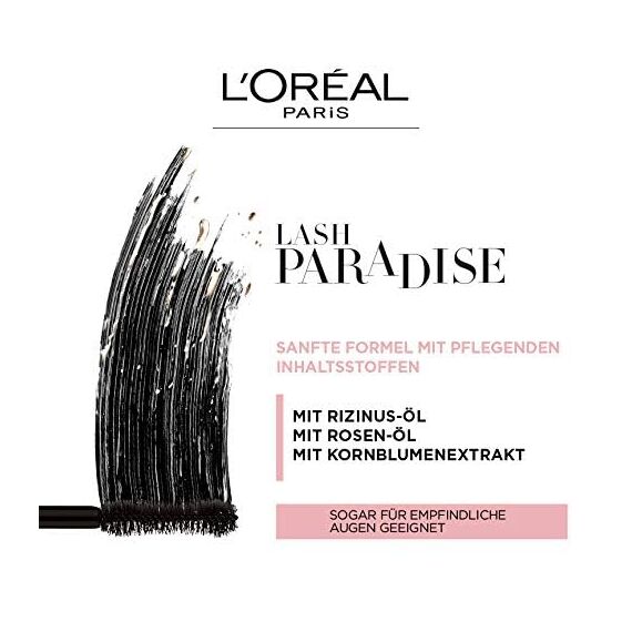 L'Oréal Paris Mascara, Schwarze Wimperntusche für Länge und Volumen, Lash Paradise, Schwarz, 6.4 ml