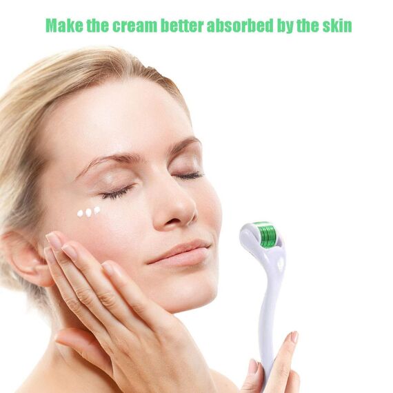 Derma-Roller Microneedling Roller mit 540 Nadeln, Micronadeln Derma Roller 0,5 mm für Gesicht und Körper, effektiv gegen Falten, große Poren, Dehnungsstreifen, Haarverlust, Narben, Hyper-Pigmentierung