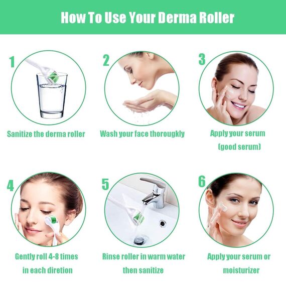 Derma-Roller Microneedling Roller mit 540 Nadeln, Micronadeln Derma Roller 0,5 mm für Gesicht und Körper, effektiv gegen Falten, große Poren, Dehnungsstreifen, Haarverlust, Narben, Hyper-Pigmentierung