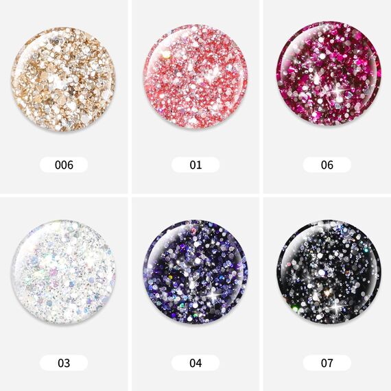 TOMICCA UV Nagellack Glitzer Gel Nagelgel Set 6 x 8ml, Farbwechsel Gel Sternen Glitter Nail Gel Polish Kit, Lack UV Farbgel Set für Nagel Design