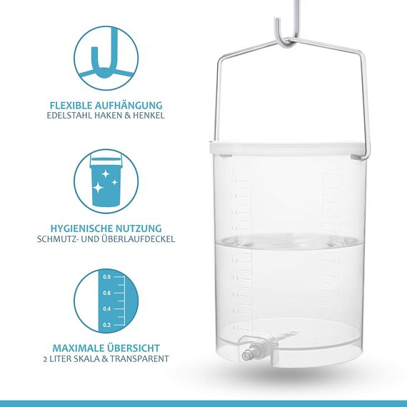 Lyvanas Einlaufset für Darmeinlauf (2 Liter) - einfach & angenehm - Irrigator zur Darmreinigung in Vollausstattung - Einlauf Set sicher & hygienisch