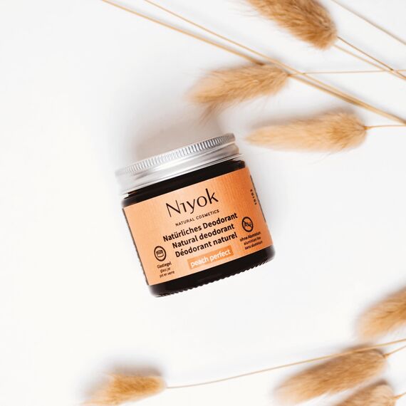 Niyok® 2-in-1 anti-transpirante Deocreme "Peach Perfect" (40ml) • Natürliches Deo ohne Aluminium • 24h Schutz vor Geruch & Schweiß • Deodorant Creme Unisex • Feste Deo Creme vegan