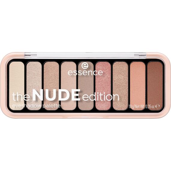 essence the NUDE edition eyeshadow palette, Lidschatten, Nr. 10, Nude, 9 Nude-Töne, langanhaltend, natürlich, vegan, ohne Mikroplastikpartikel, Nanopartikel frei, ohne Parfüm, 1er Pack (10g)