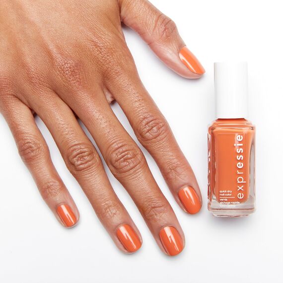 Essie Schnelltrocknender Nagellack „expressie“, Nr. 150 strong at 1%, Koralle, Vegane Formel, 10 ml