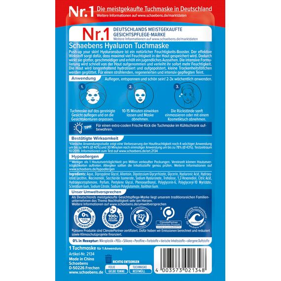 Schaebens Hyaluron Tuchmaske, 21 g