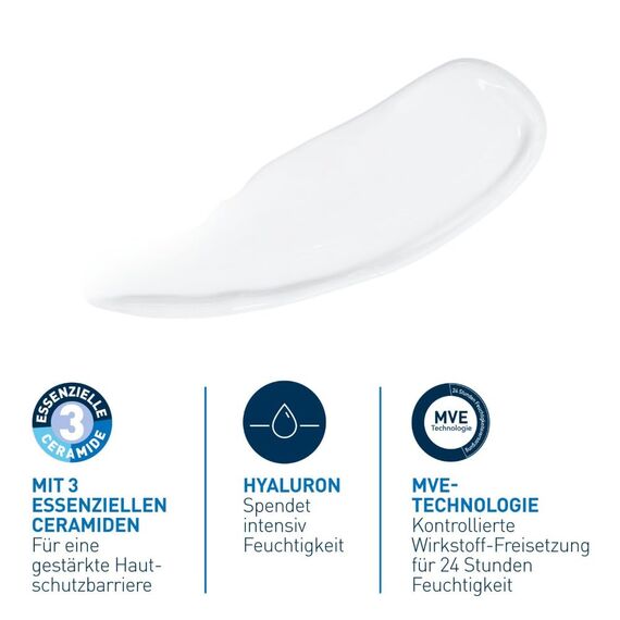CeraVe Feuchtigkeitsspendende Gesichtscreme für normale bis trockene Haut, Ultraleichte Formel, Mit Hyaluron, Niacinamid und 3 essenziellen Ceramiden, 2 x 52 ml