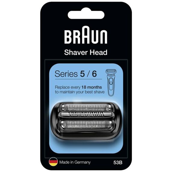 Braun Series 5 Elektrorasierer Scherkopf, ORIGINAL Ersatzscherteil vom Hersteller passend für Braun Herren Rasierer Series 5 und 6 (Modelle ab 2020), 53B, schwarz, 1er Pack