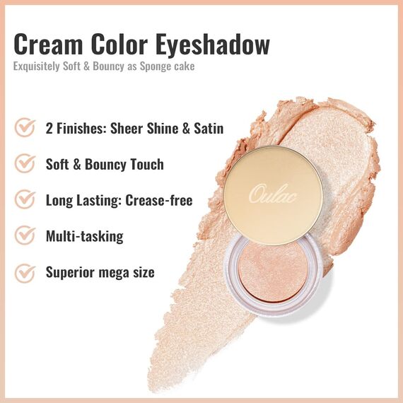 Oulac Glitzer Lidschatten Heller Pfirsich| Lidschatten & Highlighter Duo| Wasserfest & Langlebig| Transparent Glitzer Finish| Verblendbares & faltenfreies Augen-Makeup| Vegan |12g (07)