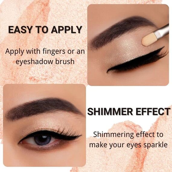 Oulac Glitzer Lidschatten Heller Pfirsich| Lidschatten & Highlighter Duo| Wasserfest & Langlebig| Transparent Glitzer Finish| Verblendbares & faltenfreies Augen-Makeup| Vegan |12g (07)