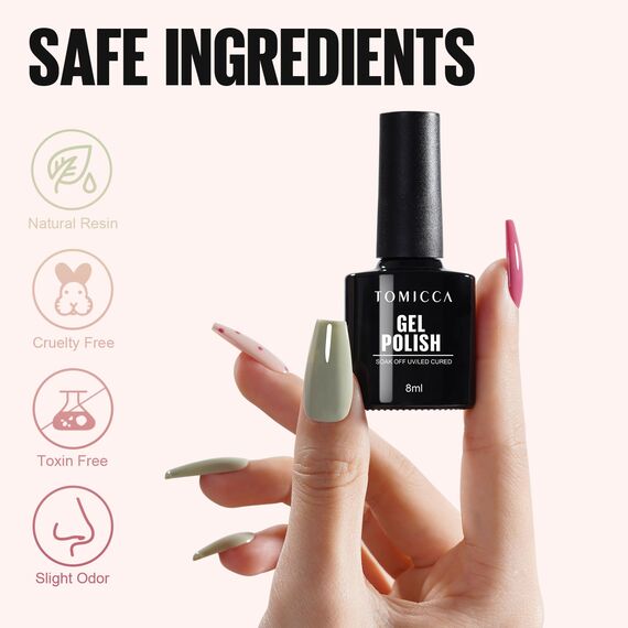 TOMICCA UV Gel Nagellack Nude Rose Set, Professional 6 Farben Maniküre Set, Soak-Off Nagellack Geschenk für Nagelstudio DIY Home, 8ML