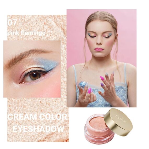 Oulac Glitzer Lidschatten Heller Pfirsich| Lidschatten & Highlighter Duo| Wasserfest & Langlebig| Transparent Glitzer Finish| Verblendbares & faltenfreies Augen-Makeup| Vegan |12g (07)