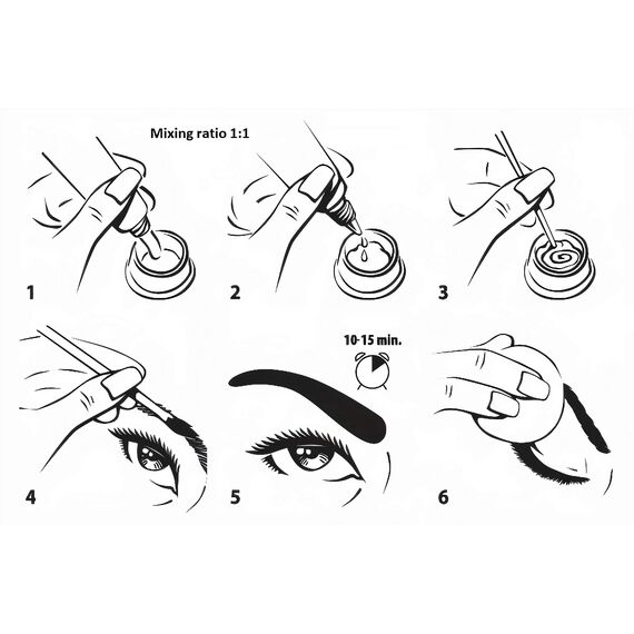 DEMURE Augenbrauenfarbe Set mit Entwickler, 15+ Anwendungen - 30 ml, Brow Tint, Dye mit Arganöl und Rizinusöl, Augenbrauen Färbeset bis zu 4 Wochen Halt (1.0 Schwarz)