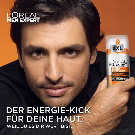 L'Oréal Men Expert XXL Gesichtspflege gegen müde Haut für Männer, Belebende Feuchtigkeitscreme 24H Anti-Müdigkeit, Gesichtscreme für Herren mit Vitamin C, Hydra Energy, [Amazon Exclusive], 1 x 100 ml
