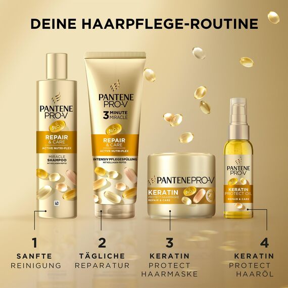 Pantene Pro-V Repair & Care Keratin Protect Haarmaske 500ml für Trockenes, Geschädigtes Haar Hilft, Schäden von 6 Monaten in Nur 1 Anwendung zu Reparieren, Mit Pro-V Formel und Active Nutri-Plex