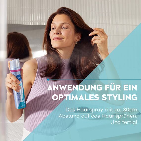 NIVEA Volume & Hold Styling Spray, stärkendes Haarspray mit UV-Schutz, Panthenol & Vitamin B3, Haarlack für sichtbar mehr Volumen & 24h Halt (Haltestufe 4), veganes Pflegespray ohne Silikone (250 ml)