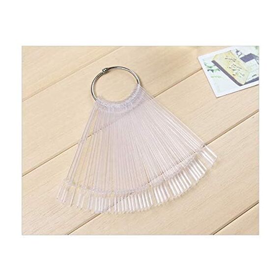 50 Stück Nail Art Tips Ring Stick, Pkouocry Transparent Farbe Karte Platten Nagellack Display Ring Sticks, Nagel Salon Übungen Display Nail Tips für Display und Praxis DIY Nail Art