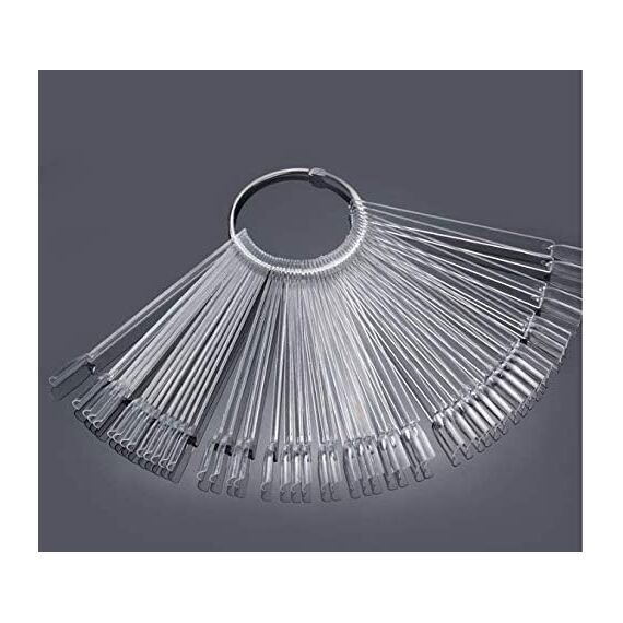 50 Stück Nail Art Tips Ring Stick, Pkouocry Transparent Farbe Karte Platten Nagellack Display Ring Sticks, Nagel Salon Übungen Display Nail Tips für Display und Praxis DIY Nail Art