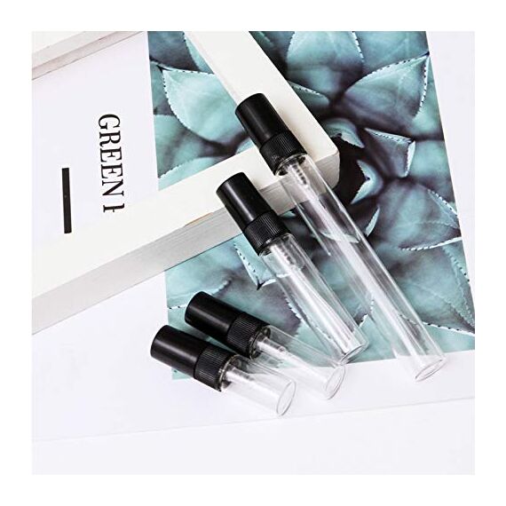 Enslz Parfümzerstäuber, nachfüllbar, Mini, Leer, Reise, transparent, nachfüllbar, Glasflaschen, 30 Stück (2 ml, schwarz)
