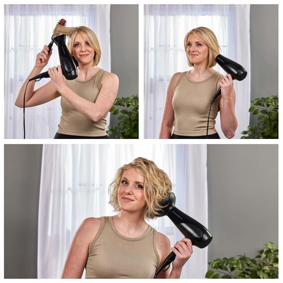 Remington Haartrockner Ionen [leicht, Diffusor & Stylingdüse] schwarz (2200W, Keramik-Ionen: schonendes Styling & gleichmäßige Wärmeverteilung, 3 Heiz- & 2 separate Gebläsestufen + Abkühlstufe) D3198