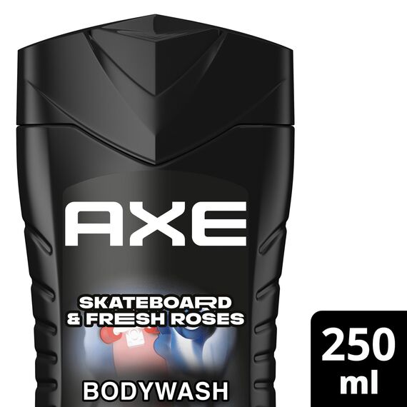 Axe 3-in-1 Duschgel & Shampoo Skateboard & Fresh Roses für langanhaltende Frische und Duft nach der Dusche dermatologisch getestet 250 ml