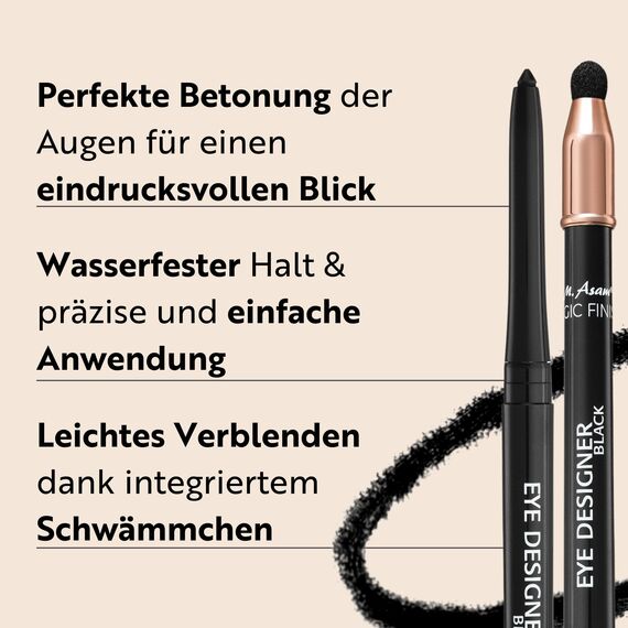 M. Asam MAGIC FINISH Eye Designer Black (0,28g) – Wasserfester Kajalstift Mit Drehmine, Präziser Eye Liner Für Ausdrucksstarke Augen & Langanhaltendes Eye Make-up