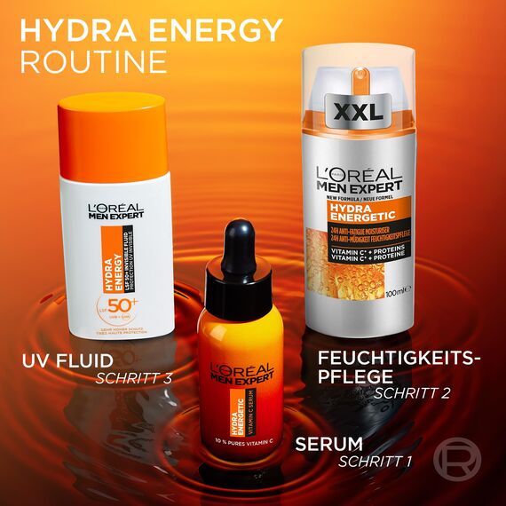 L'Oréal Men Expert XXL Gesichtspflege gegen müde Haut für Männer, Belebende Feuchtigkeitscreme 24H Anti-Müdigkeit, Gesichtscreme für Herren mit Vitamin C, Hydra Energy, [Amazon Exclusive], 1 x 100 ml