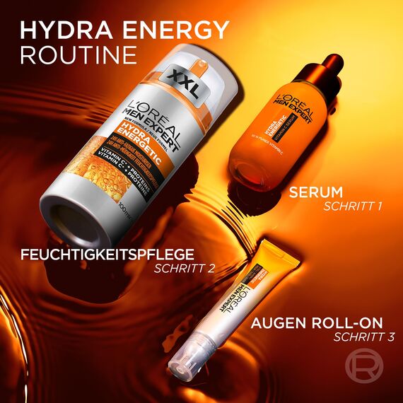 L'Oréal Men Expert XXL Gesichtspflege gegen müde Haut für Männer, Belebende Feuchtigkeitscreme 24H Anti-Müdigkeit, Gesichtscreme für Herren mit Vitamin C, Hydra Energy, [Amazon Exclusive], 1 x 100 ml