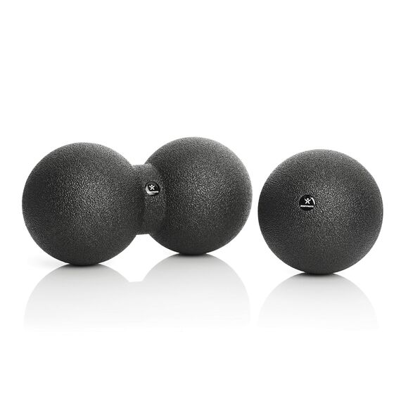 BODYMATE SET aus großem Faszien-Ball (Durchmesser 12CM) und Faszien-DUO (12x24cm) Schwarz, Selbstmassage-Ball für Faszientraining