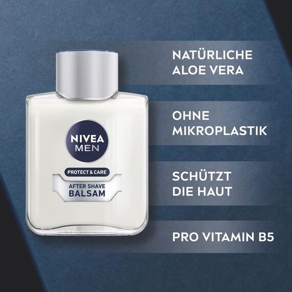NIVEA MEN Protect & Care After Shave Balsam (100 ml), beruhigendes After Shave, Hautpflege nach der Rasur mit Aloe Vera und Pro Vitamin B5